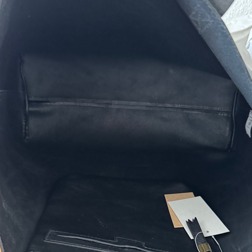 Madewell Black Leather Transport Tote with Gray Stripe - Picture 7 of 9